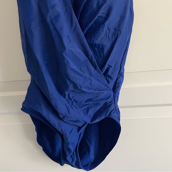 New! Miraclesuit Rock Solid Blue Wrapsody One Piece Swimsuit 20510 - Picture 7 of 13